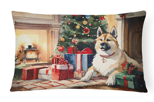 Akita Cozy Christmas Throw Pillow-0