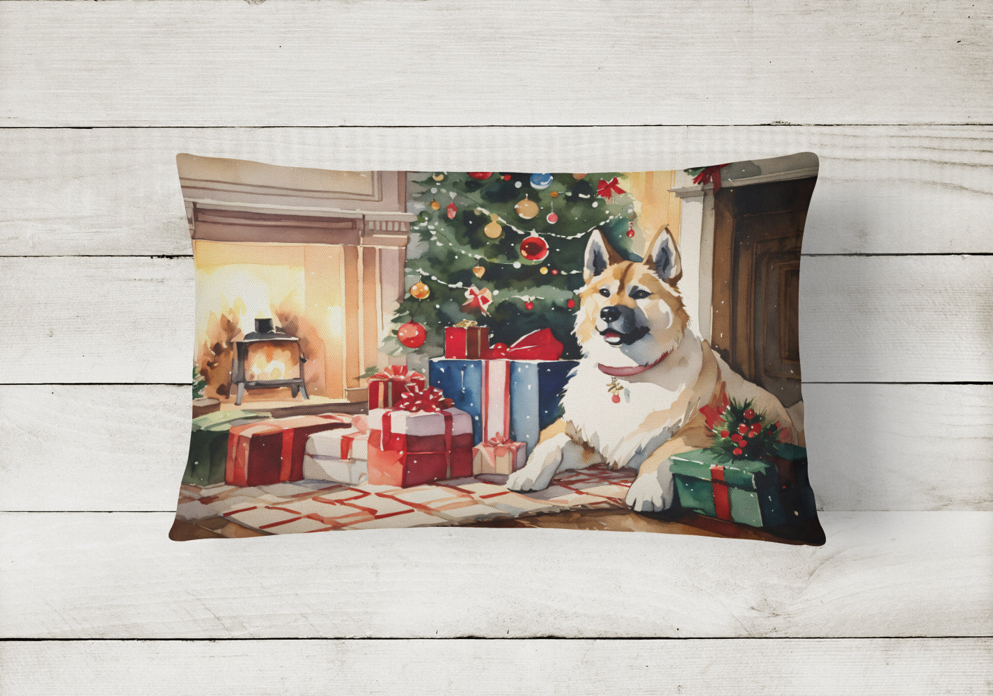 Akita Cozy Christmas Throw Pillow-1