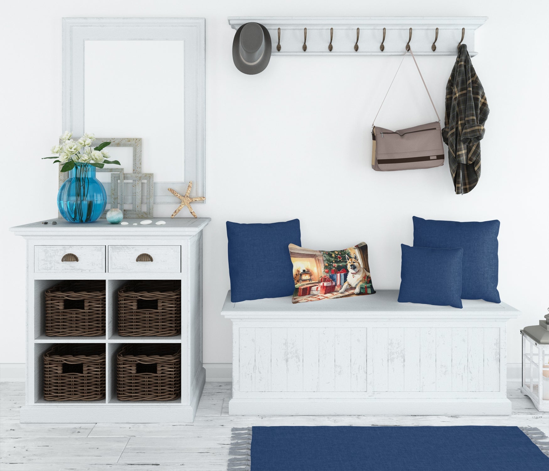 Akita Cozy Christmas Throw Pillow-2