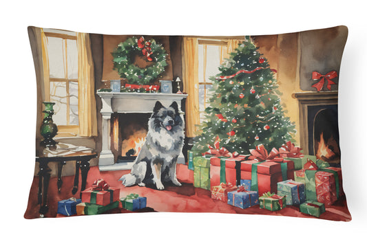 Keeshond Cozy Christmas Throw Pillow-0