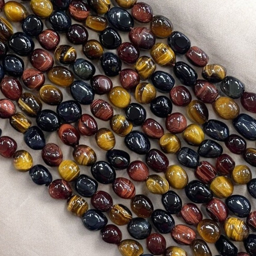 3-Color Tiger Eye AA Nugget Strands-0