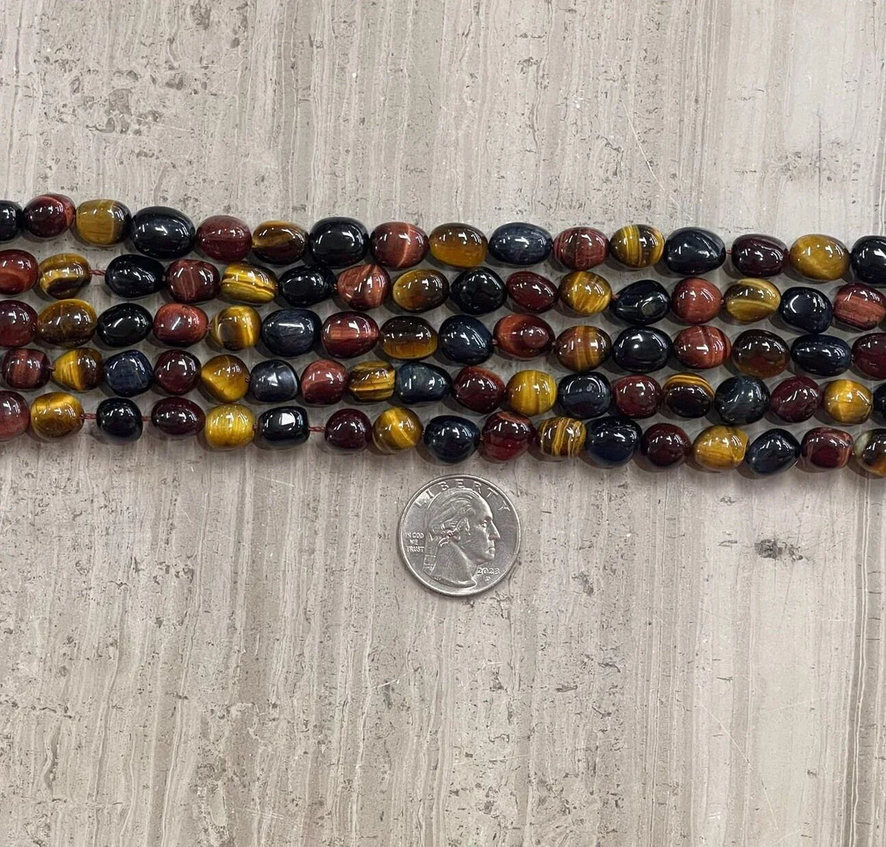 3-Color Tiger Eye AA Nugget Strands-3